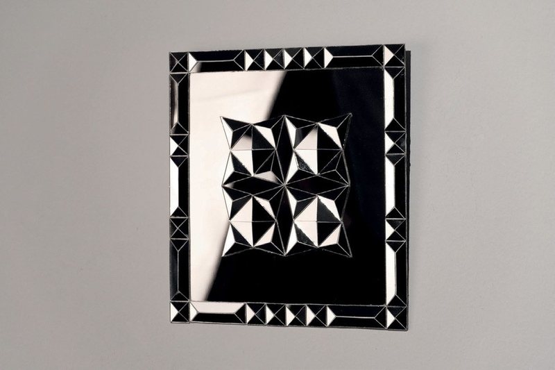 Liquefy Memories, 2024. Square plaster panels with tessellated mirror grids
